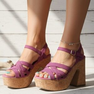 New Free People Libson MJ platform heels cork chunky